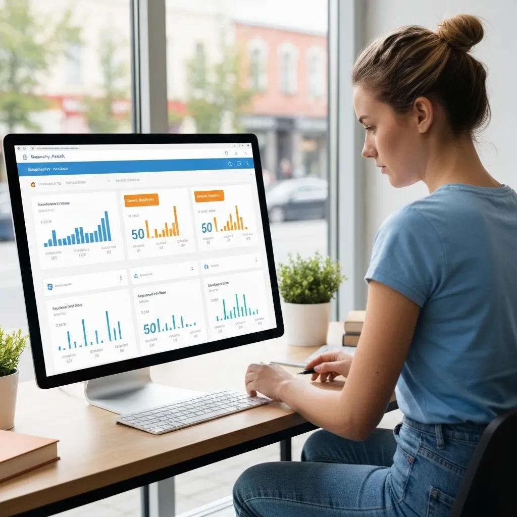 Close-up of a security audit dashboard with metrics and alerts for website security checks