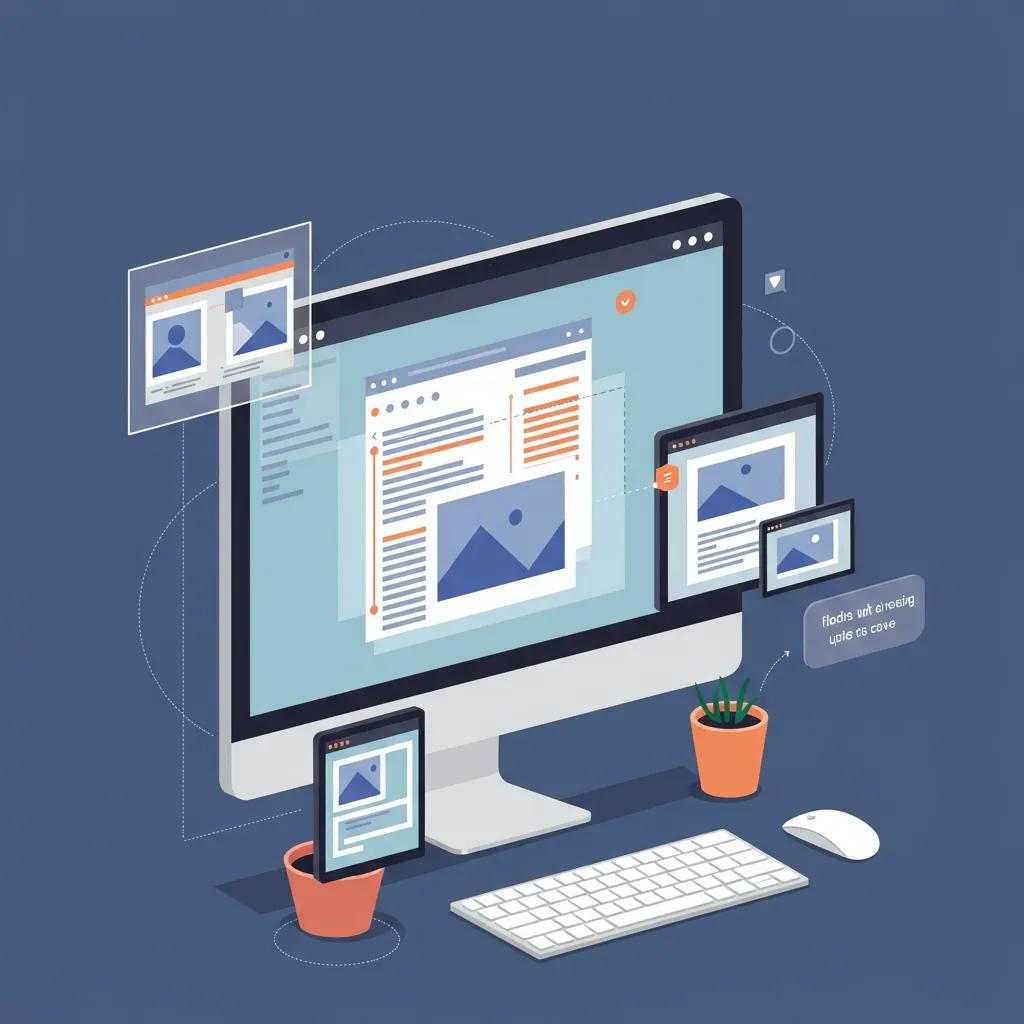 An illustration showing a fluid grid layout and flexible images, demonstrating the core elements of responsive web design