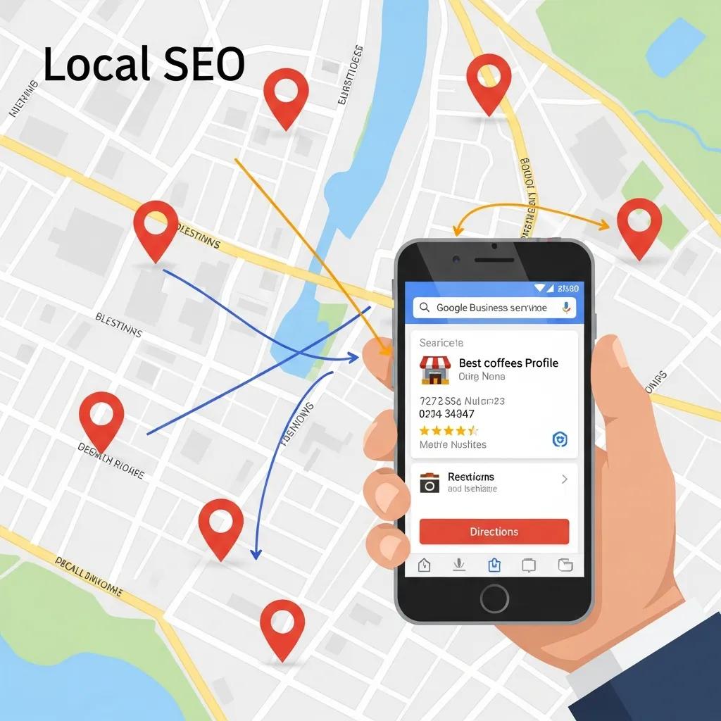 Map showing location markers to illustrate local SEO strategies