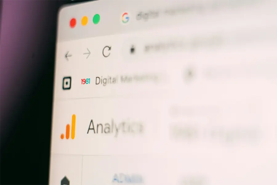Close-up of a browser window showing a Google Analytics menu