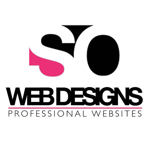 SO Web Designs logo featuring stylised "SO" in black and pink, emphasising professional web design services for SMEs in the UK.