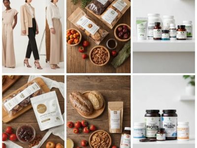 Collage of successful Surrey e-commerce businesses showcasing diverse products