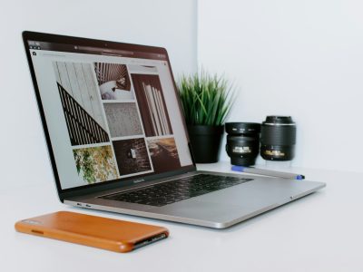 A modern, clean website design on a laptop screen, representing professional web development.